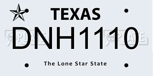 DNH1110 Texas License Plate