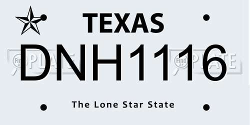 DNH1116 Texas License Plate