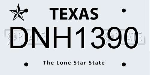 DNH1390 Texas License Plate