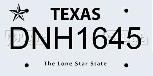 DNH1645 Texas License Plate