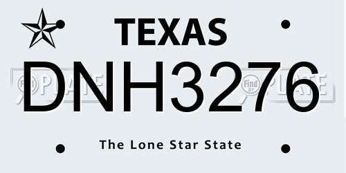 DNH3276 Texas License Plate