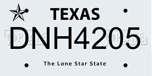 DNH4205 Texas License Plate