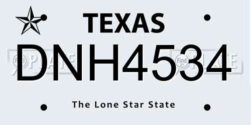 DNH4534 Texas License Plate