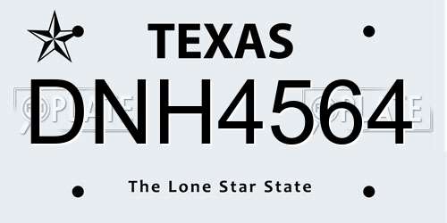 DNH4564 Texas License Plate