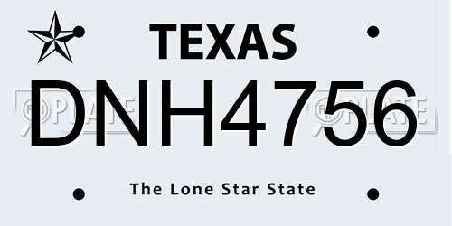 DNH4756 Texas License Plate