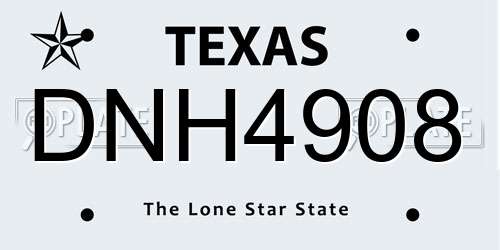 DNH4908 Texas License Plate