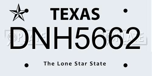 DNH5662 Texas License Plate