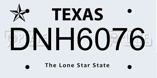 DNH6076 Texas License Plate