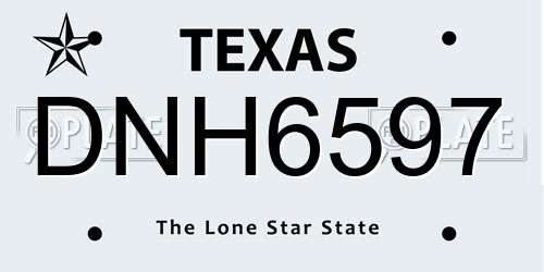 DNH6597 Texas License Plate