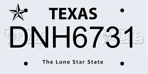 DNH6731 Texas License Plate