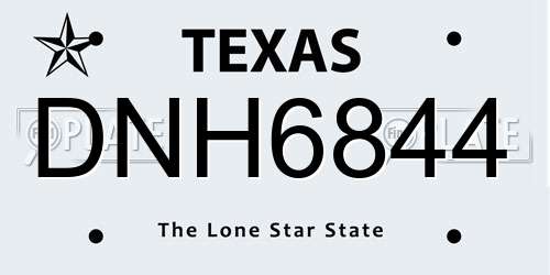 DNH6844 Texas License Plate