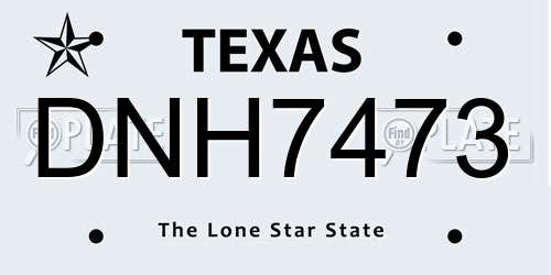 DNH7473 Texas License Plate