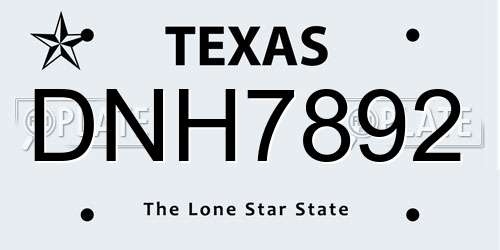 DNH7892 Texas License Plate