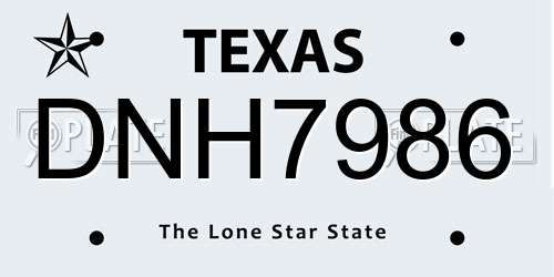 DNH7986 Texas License Plate