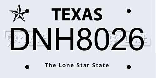 DNH8026 Texas License Plate