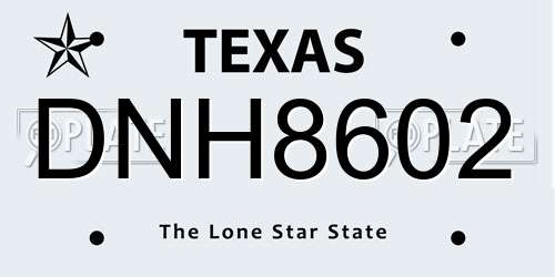 DNH8602 Texas License Plate