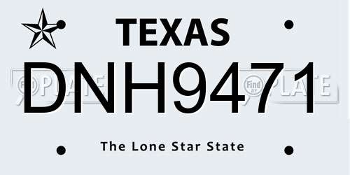 DNH9471 Texas License Plate