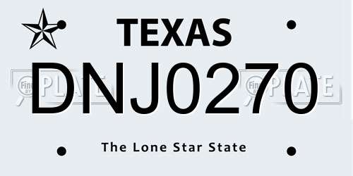 DNJ0270 Texas License Plate