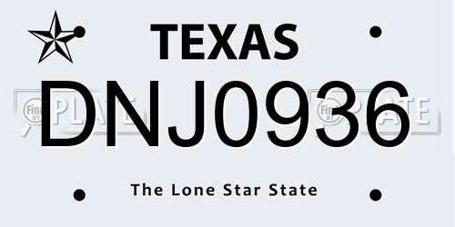 DNJ0936 Texas License Plate