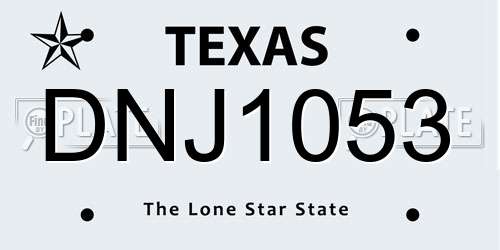DNJ1053 Texas License Plate