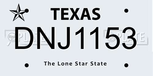 DNJ1153 Texas License Plate