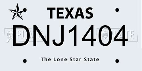 DNJ1404 Texas License Plate