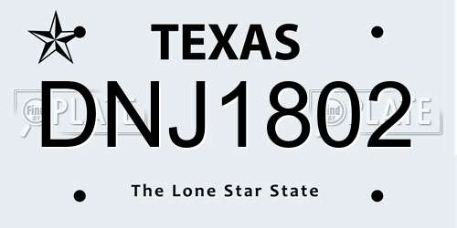 DNJ1802 Texas License Plate