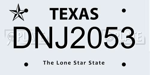 DNJ2053 Texas License Plate