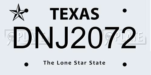 DNJ2072 Texas License Plate
