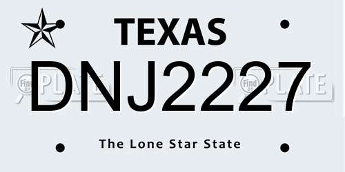 DNJ2227 Texas License Plate