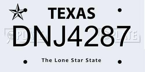 DNJ4287 Texas License Plate