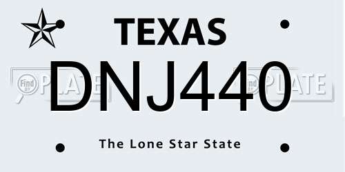 DNJ440 Texas License Plate