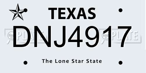 DNJ4917 Texas License Plate