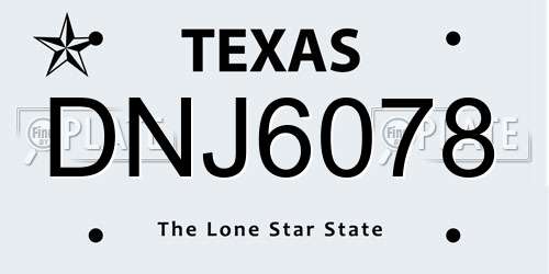 DNJ6078 Texas License Plate