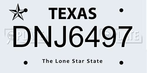DNJ6497 Texas License Plate