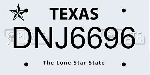 DNJ6696 Texas License Plate