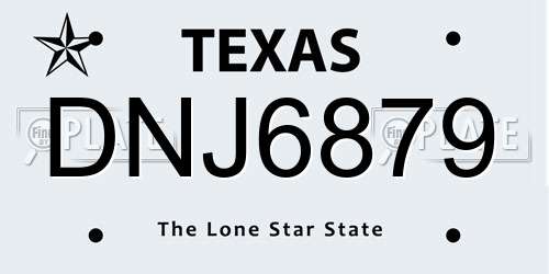 DNJ6879 Texas License Plate