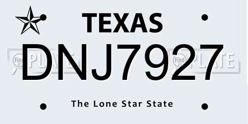 DNJ7927 Texas License Plate