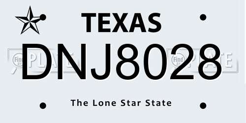 DNJ8028 Texas License Plate