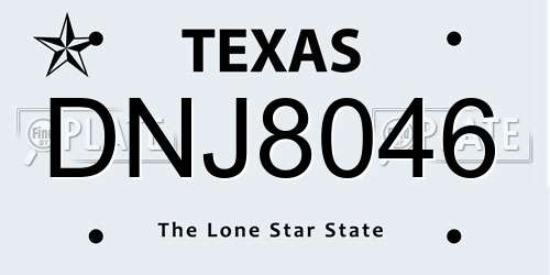 DNJ8046 Texas License Plate