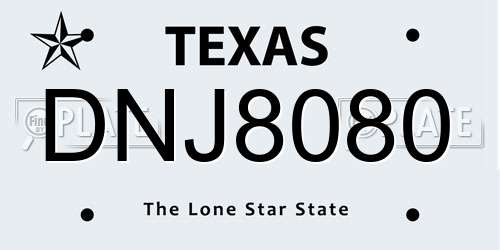 DNJ8080 Texas License Plate