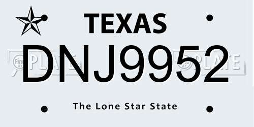 DNJ9952 Texas License Plate