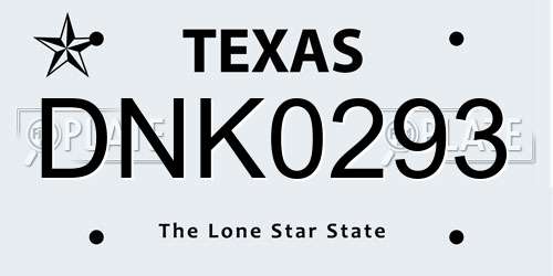 DNK0293 Texas License Plate