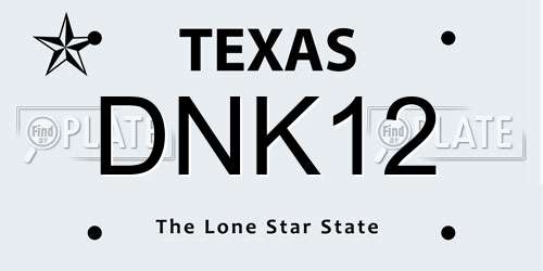 DNK12 Texas License Plate