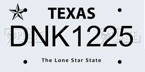 DNK1225 Texas License Plate
