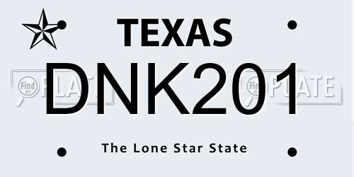 DNK201 Texas License Plate