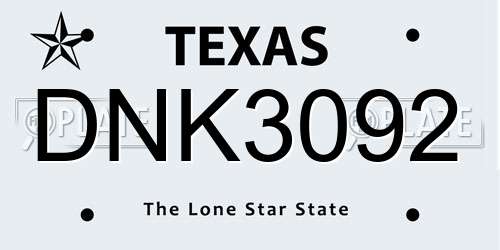 DNK3092 Texas License Plate