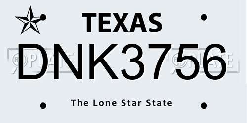 DNK3756 Texas License Plate