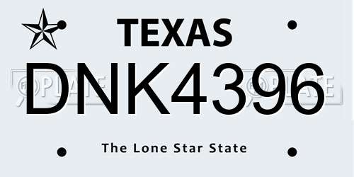 DNK4396 Texas License Plate