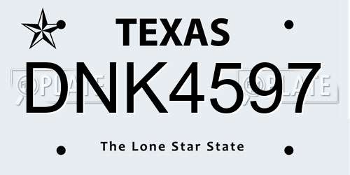 DNK4597 Texas License Plate